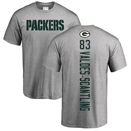Men Green Bay Packers Ash #83 Valdes-Scantling Marquez Backer Nike NFL T Shirt->nfl t-shirts->Sports Accessory